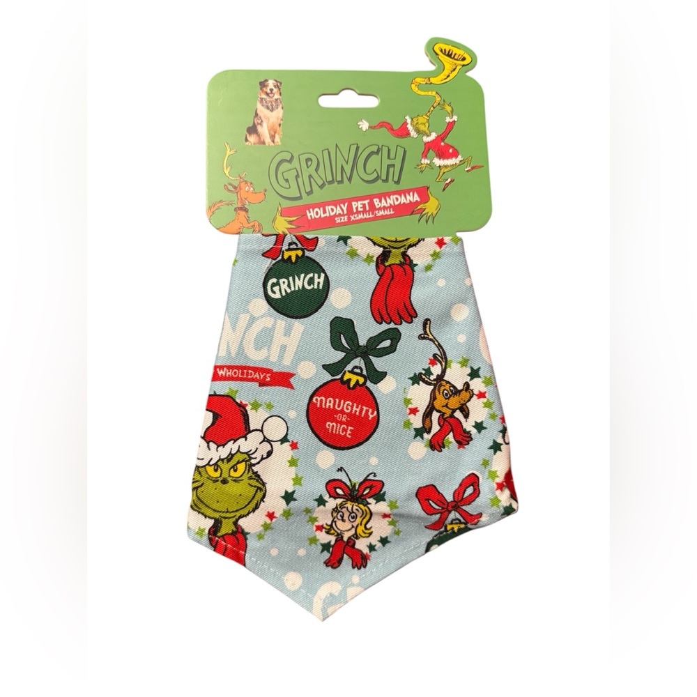 Dr. Seuss Grinch Holiday Pet Bandana - Green and Red